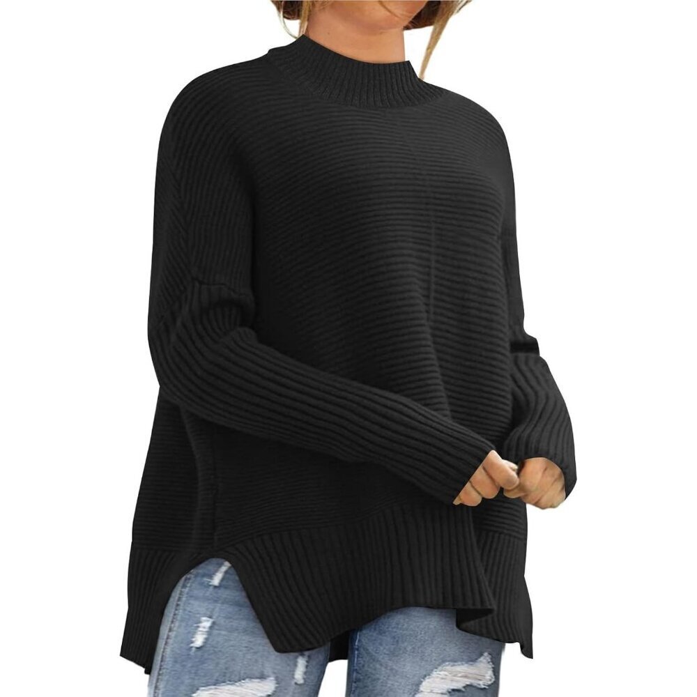 Plus Size Sweater Womens Cotton Crew Neck Long Sleeve Casual Oversized Knit